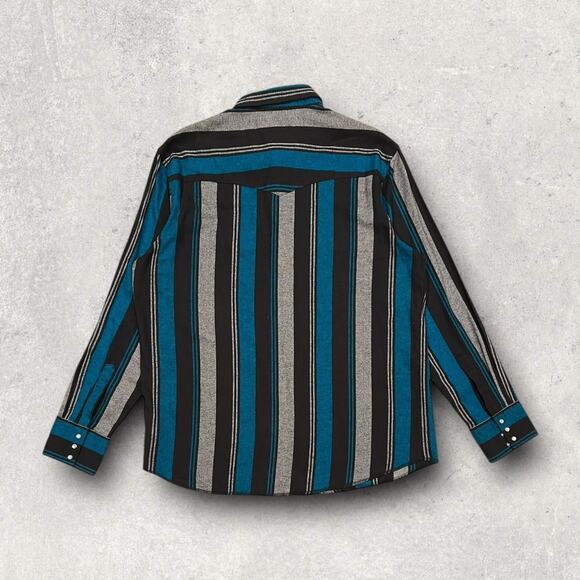 ★ Wrangler (NWT) Western Striped Long Sleeve Wool Button-Up Shirt ★ - Picture 3 of 7